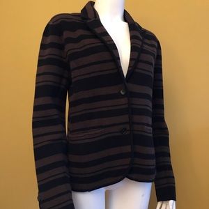 Ann Taylor knit blazer size M black/tan stripes